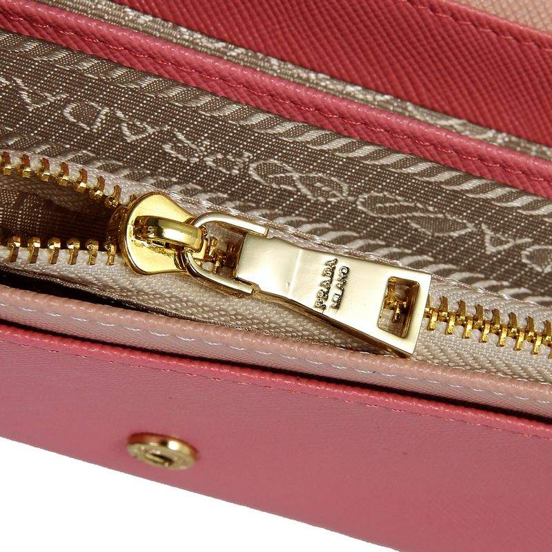 Knockoff Prada Real Leather Wallet 1137 pink